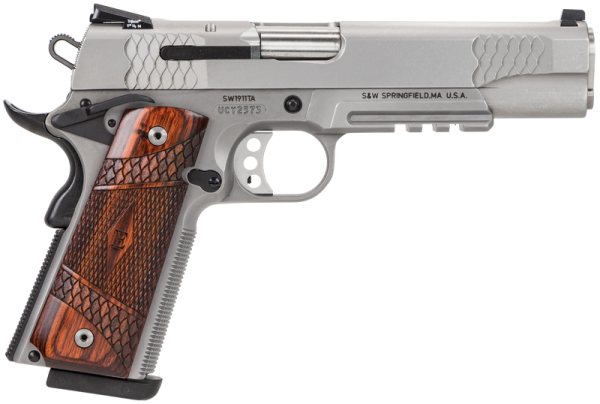 Smith and Wesson 1911 E-Series Stainless .45 ACP 5" Barrel 8-Rounds Laminate Wood Grip