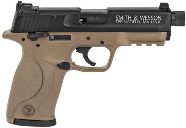 Smith and Wesson M&P22 Compact Suppressor Ready Black / FDE .22LR 3.56-inch Barrel 10 Rounds with Manual Safety