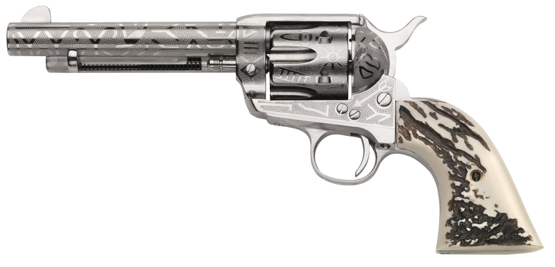Taylors and Co 1873 Cattle Brand Nickel .45 Colt 5.5" Barrel 6-Rounds Engraved - HANDGUNS - Miami Shooters Supply