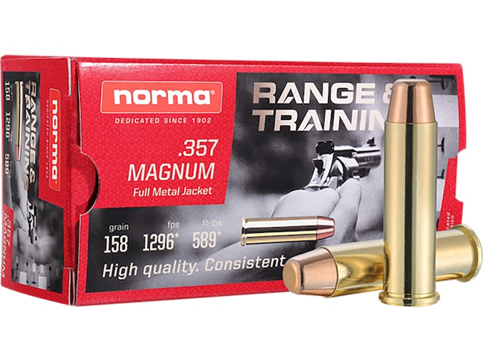 Norma Range & Training 357 Magnum Ammo 158 Grain Full Metal Jacket 500 rounds For Sale Norma Range & Training 357 Magnum Ammo 158 Grain Full Metal Jacket 500 rounds For Sale - Air Gun Ammo - Miami Shooters Supply
