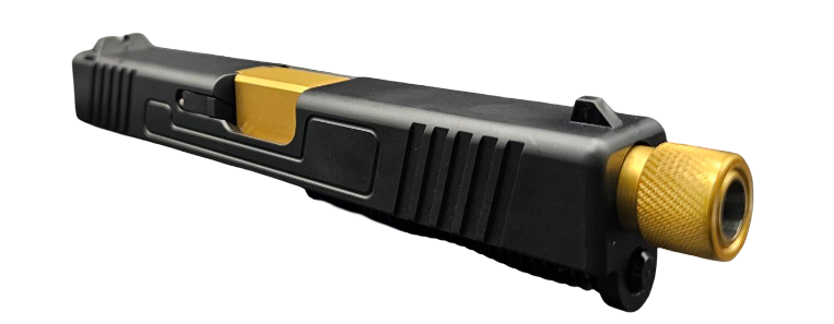 Slide Fits Glock 19 Gen3 Fully Assembled Radius in Gold Threaded Slide Fits Glock 19 Gen3 Fully Assembled Radius in Gold Threaded - Glock Slides - Miami Shooters Supply