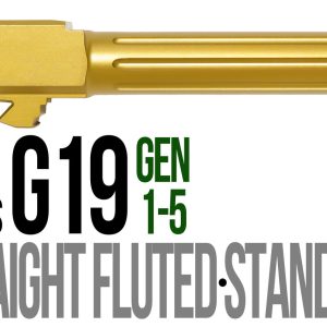 Fits Glock 19 9mm Match Straight Fluted Barrel 2 Tone in Gold - Glock Barrels - Miami Shooters Supply