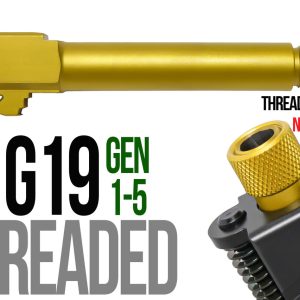 Fits Glock 19 New  9mm Match Grade Barrel threaded in Gold - Glock Barrels - Miami Shooters Supply